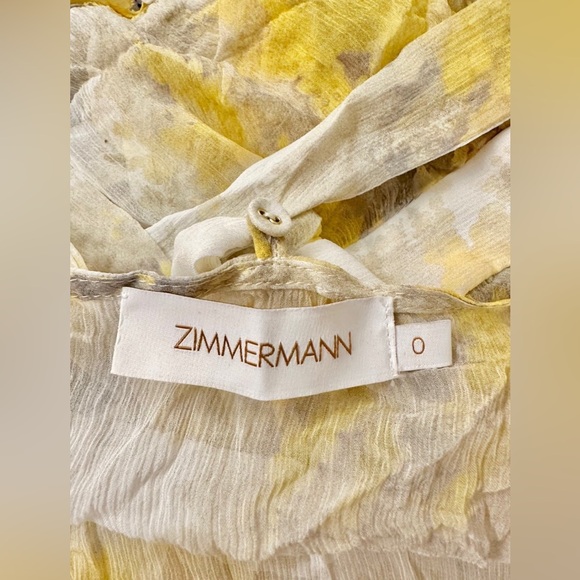Zimmermann Botanica Long Sleeve Yellow Silk
Frill Wrap Mini Dress - Picture 9 of 11